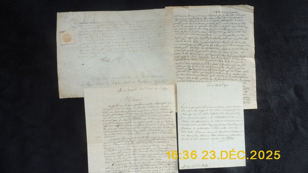 Molé - 4 documents exceptionnels de 1582, 1781, 1816 et 1832 - 1582 #1.0