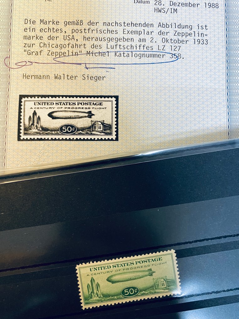 Verenigde Staten  - Zeppelin Luchtpost Postzegel #1.0