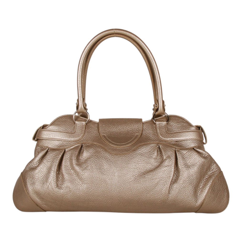 Salvatore Ferragamo - Metallic Bronze Leather Satchel Bag with Gancini Hardware – Elegant Italian Design - 手提包 #1.0