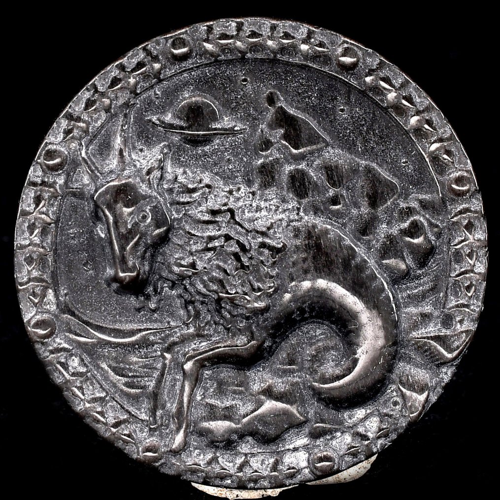 Ασημένιο Obsidian υψηλής ποιότητας, ζώδιο του Αιγόκερου. φυλαχτό - Ύψος: 5.8 cm - Πλάτος: 5.8 cm- 57 g #1.0