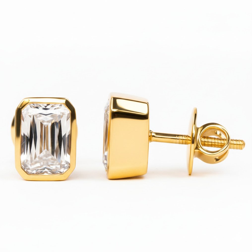 Σκουλαρίκια - 14 καράτια Κίτρινο χρυσό -  3.00ct. tw. Διαμάντι (Εργαστηριακής καλλιέργειας) #1.0