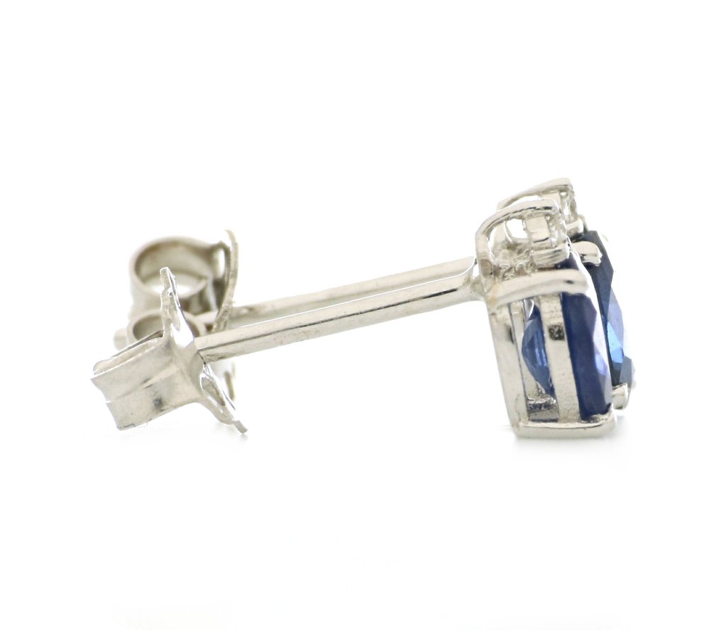 χωρίς τιμή ασφαλείας - Σκουλαρίκια - 18 καράτια Λευκός χρυσός - 0.80ct. tw. Ζαφείρι - Διαμάντι #1.0