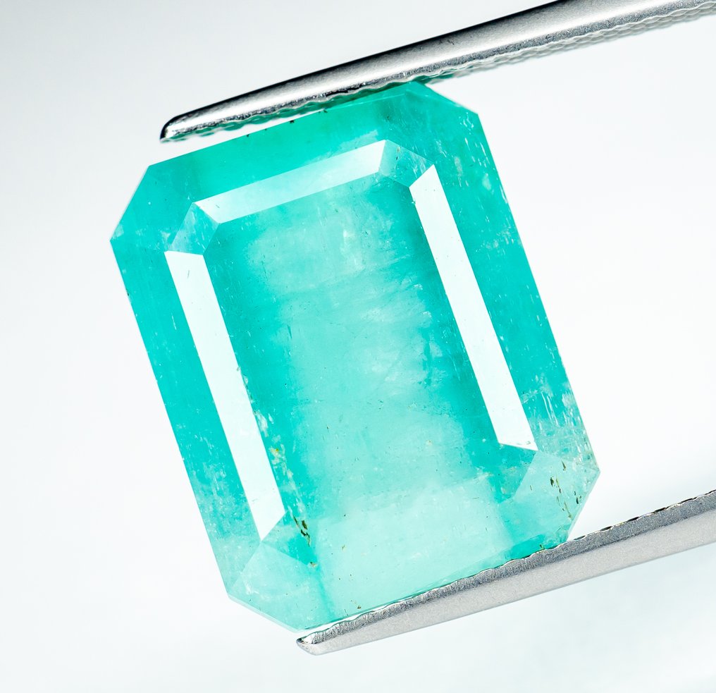 沒有保留價 祖母綠  - 11.12 ct - Bellerophon Gemlab - 蓝绿色（轻微油） #1.0