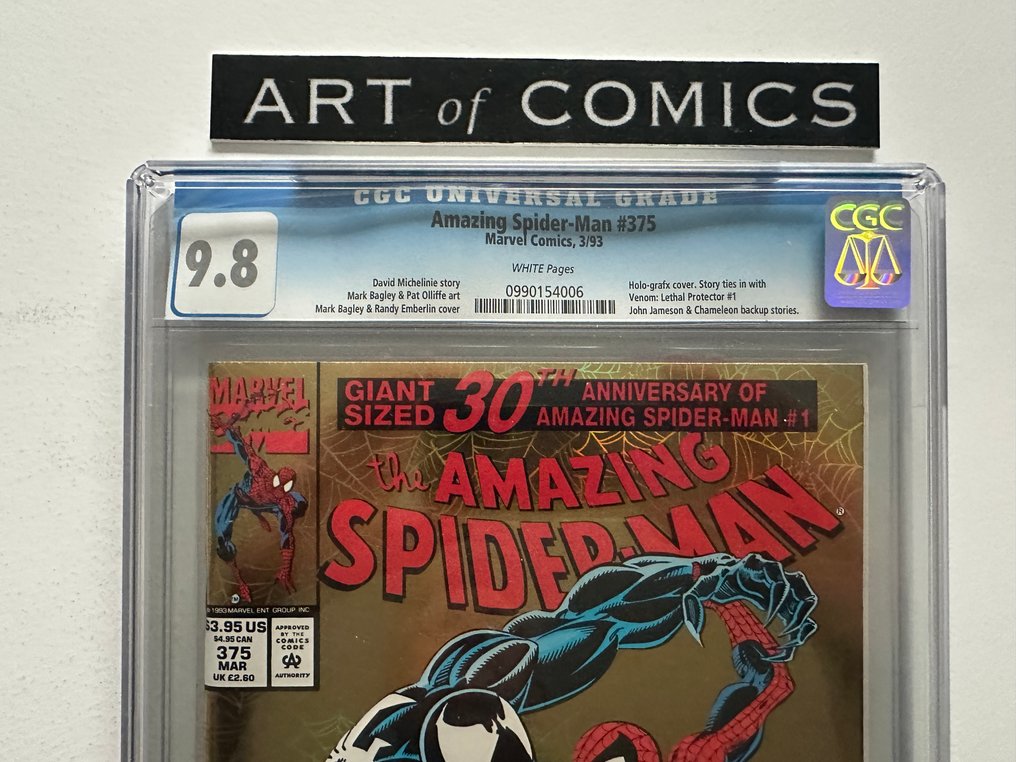 The Amazing Spider-Man #375 - CGC 9.8 - Holo-Grafx Cover - Ties in with Venom: Lethal Protector #1 - 1 Graded comic - 第一版 - 1992 #2.1