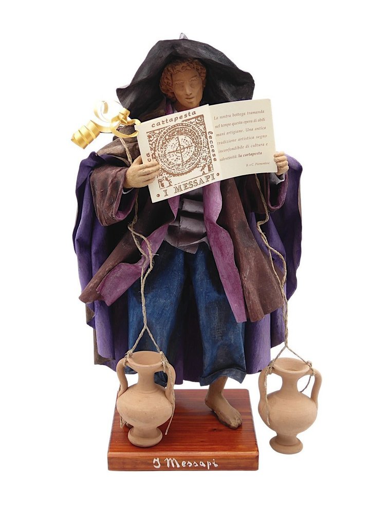 I Messapi - B & C Piemontese - Skulptur, Personaggio del Presepe "Pastore con Anfore" - 36 cm - Cartapesta - 1996 #1.0