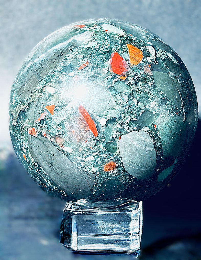 南非的日晷玉球 龙血石 | Ø 87mm- 922 g - (1) #1.0