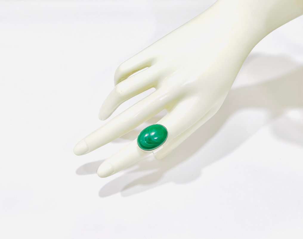 Ingen mindstepris - Ring Sølv - Malachite #1.0