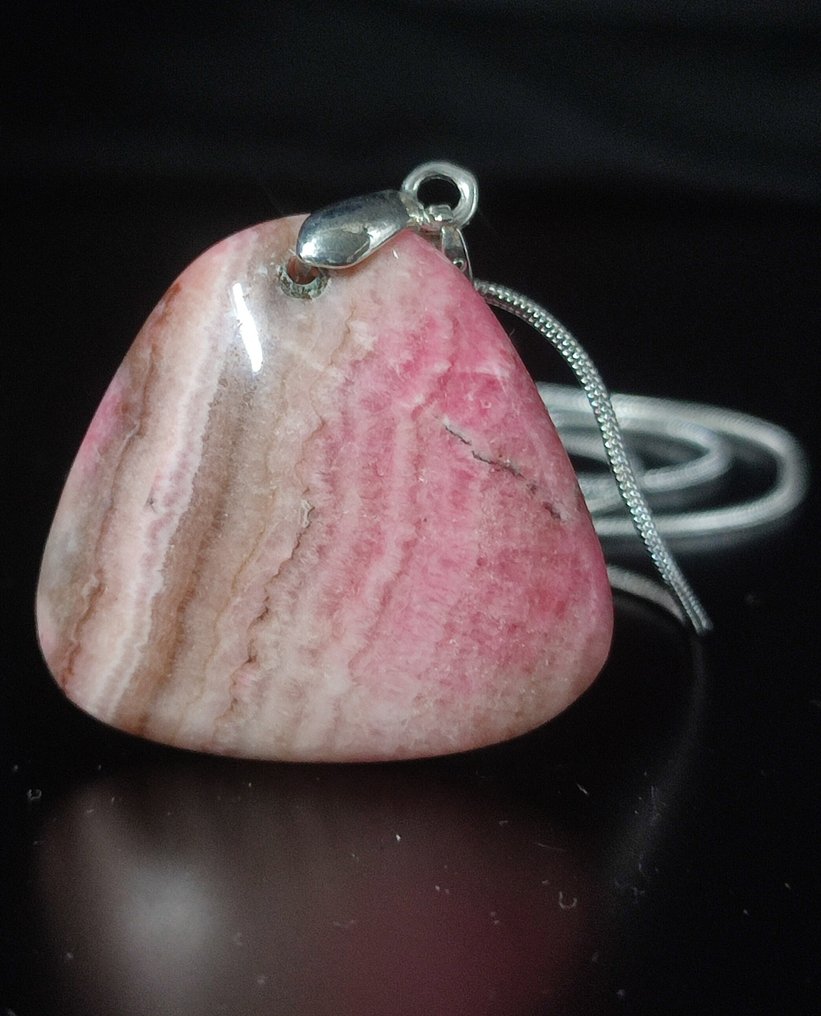 Incrível e Muito Bonito Pingente de Rodochrosita em Colar de Prata 925 com frete grátis. - Colar com pingente #1.0