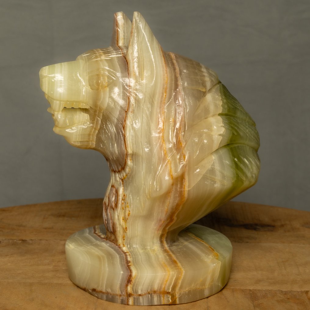 縞瑪瑙 精细抛光的墨西哥玛瑙狼 - 高度: 20 cm - 闊度: 17 cm- 3364 g #4.3