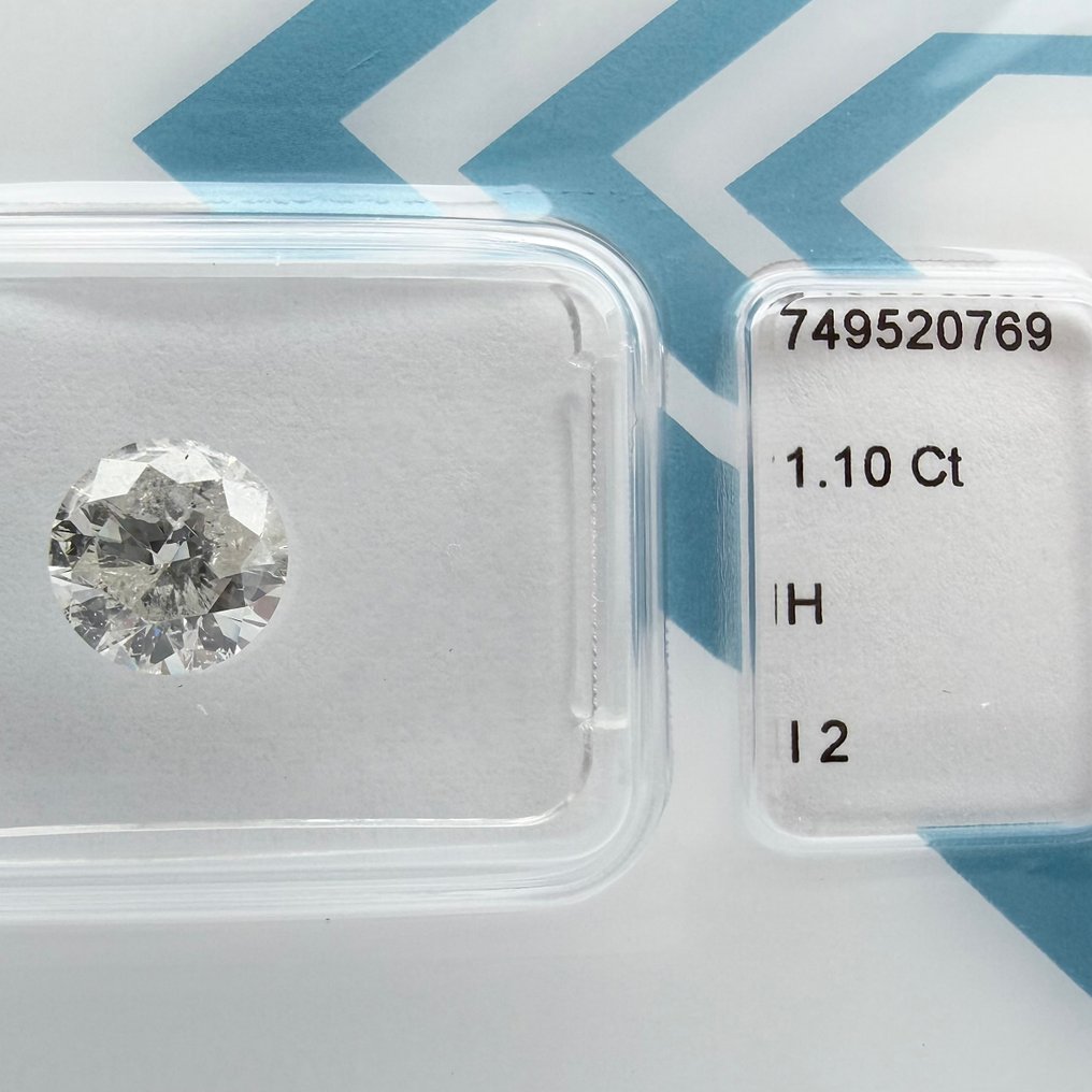 没有保留价 - 1 pcs 钻石  (天然)  - 1.10 ct - 圆形 - H - I2 内含二级 - 国际宝石研究院（IGI） #3.2
