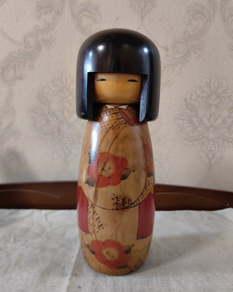 Γλυπτό, Kokeshi dollsこけし,Author: Usaburo, hand-carved - 26 cm - Ξύλο #1.0