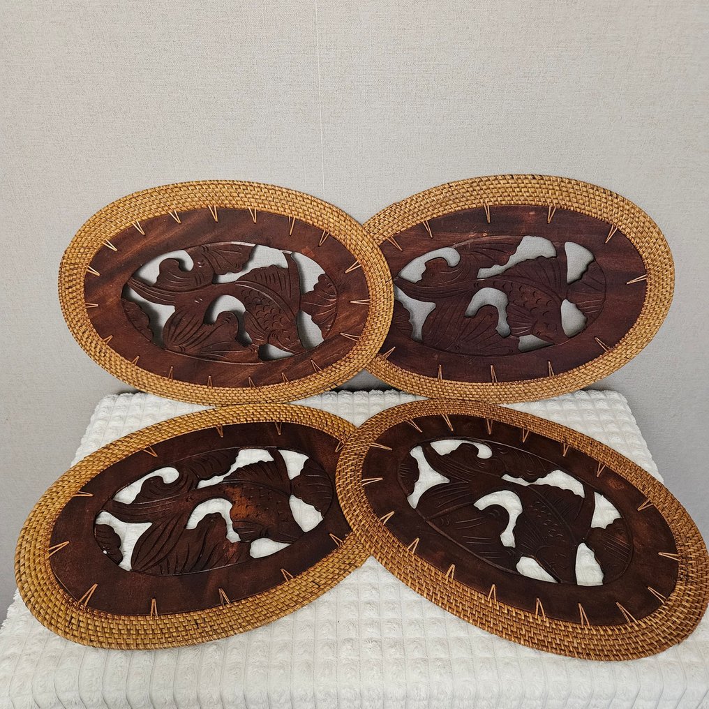 Δίσκος σερβιρίσματος - τραπεζομάντηλα - Rattan, Ξύλο #1.0