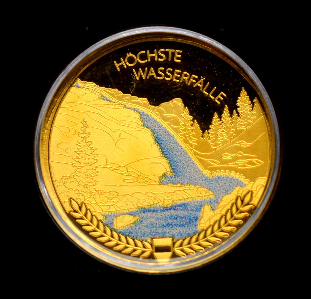 Østrig. Medal Rekord - Water Fall - Round Bar Ingot - 1/200oz (.999) (Ingen mindstepris) #1.0