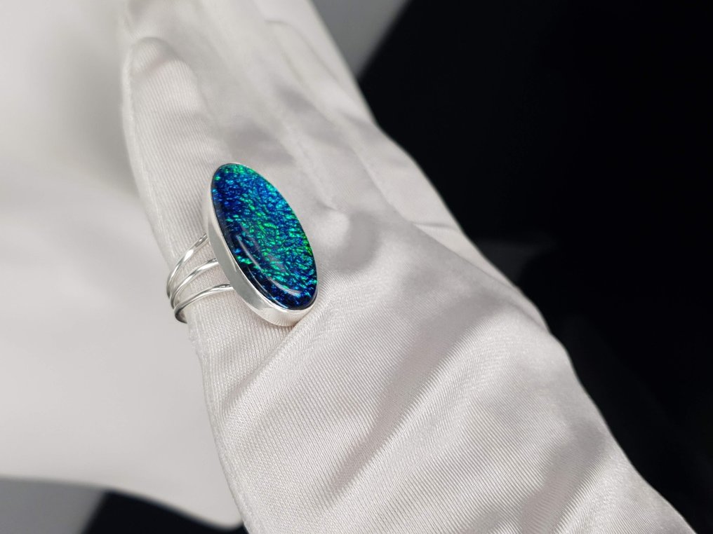 Silver, Ringdiameter: 18 mm / Opal - Ring #1.0