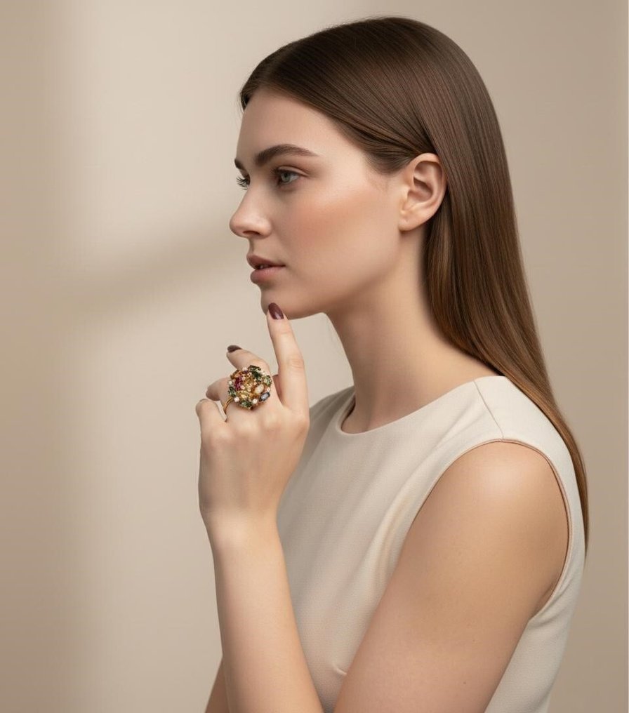 Ohne mindestpreis - Ring Silber - 6.65ct. tw. Diamant (Natürlich) - Turmalin #2.1