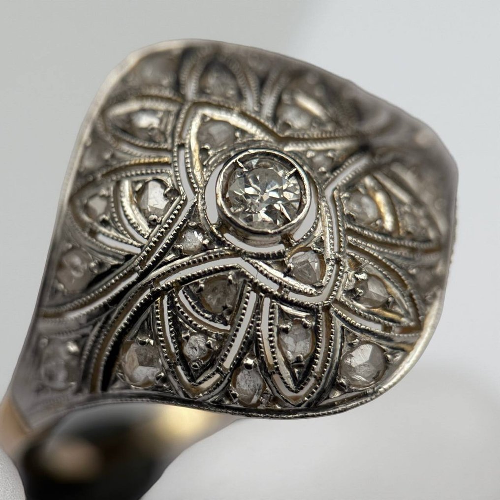 Δαχτυλίδι - 18 καράτια Κίτρινο χρυσό, Λευκός χρυσός Διαμάντι (Φυσικό)  - Διαμάντι #2.1