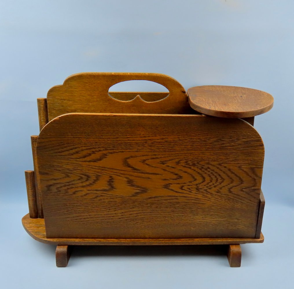 Amsterdamse School / Art Deco - Lektuurbak - Ράφι περιοδικών - Oak - με ένα τραπεζάκι #2.1