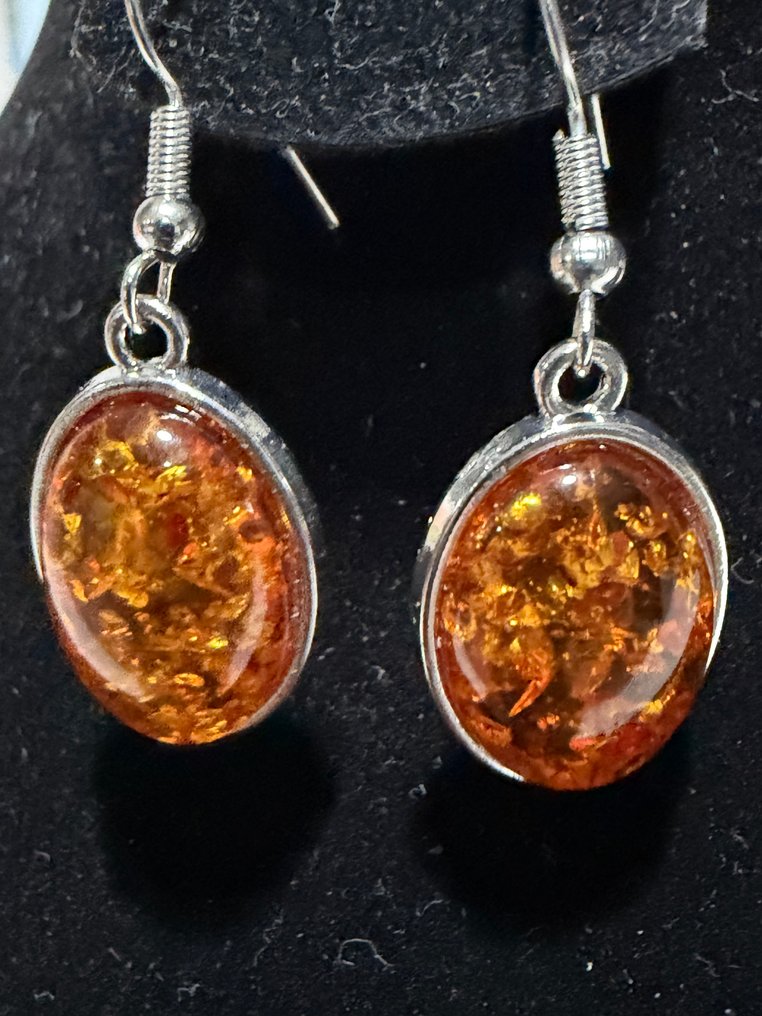 Amber dråbe hængeøreringe - Rav  (Ingen mindstepris) #2.1