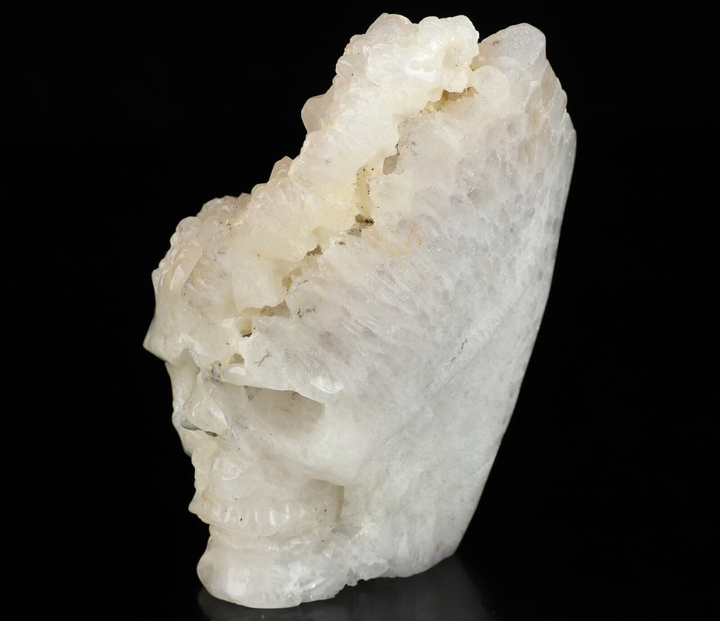 576克 11.20 x 8.50厘米 山水晶头骨 - 古老的水晶山面，细腻白色 雕刻- 576 g #4.3