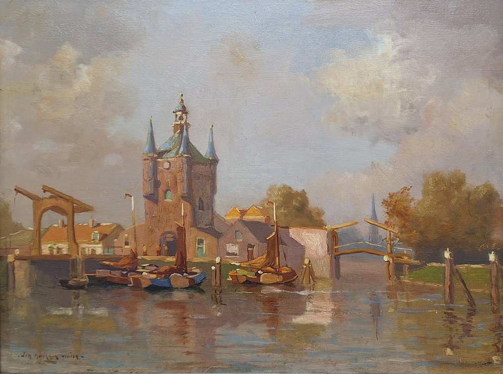 Jan Knikker Junior (1911-1990) ** NO RESERVE ** - Gezicht op de Zuidhavenpoort te Zierikzee #1.0