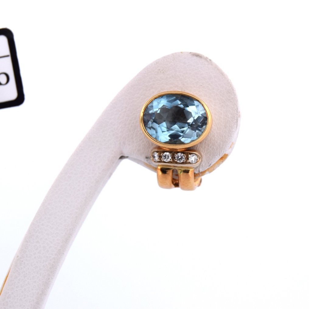 耳环 - 18K包金 黄金 -  6.16ct. tw. 海蓝宝石 - 钻石 - ANNI '60 #3.2