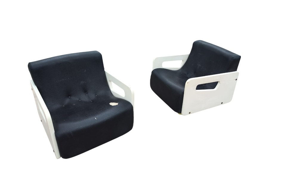 Beka Italia - Πολυθρόνα (2) - Χελώνα - Ξύλο, Similpelle - Κλασικός Σχεδιασμός Εποχής του Διαστήματος #4.3