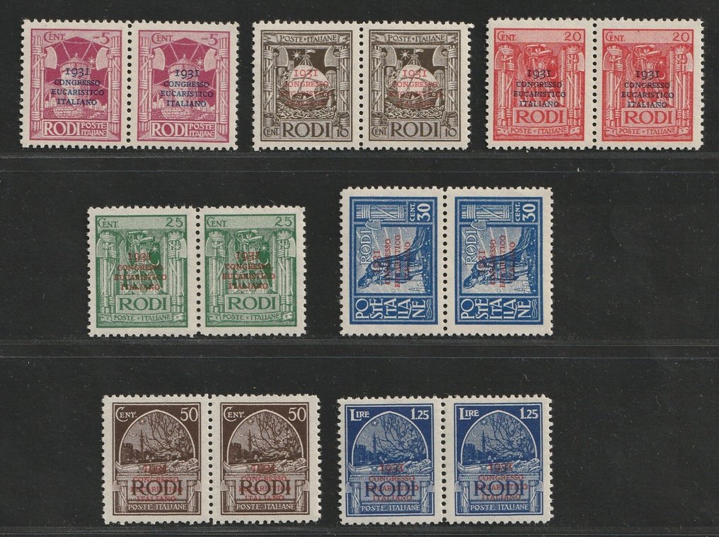Ιταλικά Νησιά του Αιγαίου - Γενικά ζητήματα 1931 - Ευχαριστιακό Συνέδριο - Sassone  30/36, S6 in pairs #1.0