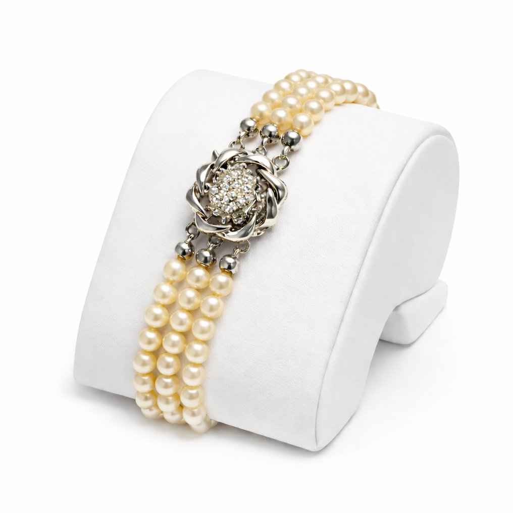 Bracciale - 14 carati Oro bianco Perla - Diamante #1.0