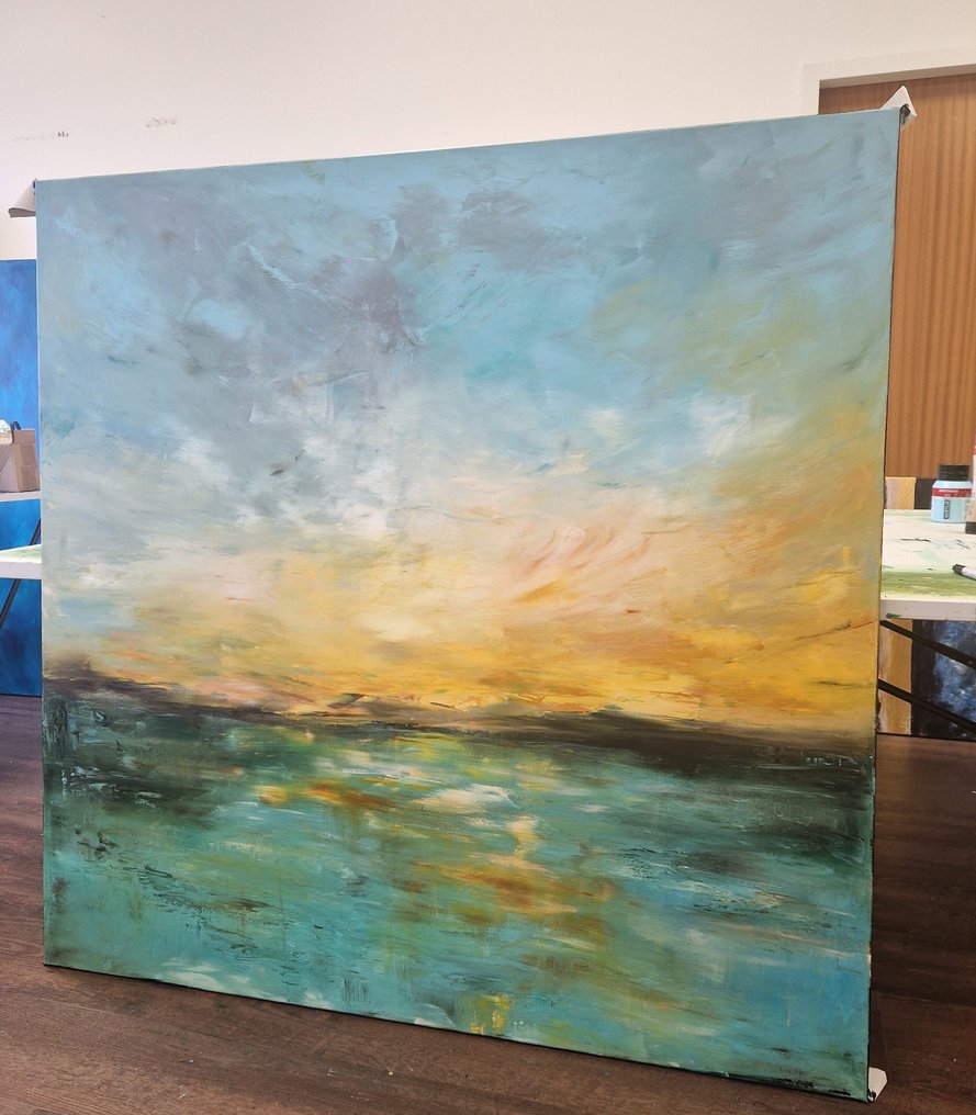 Irina Morisch - abstract seascape  -sunset reflections nr.2  -  square  XXL- #4.3