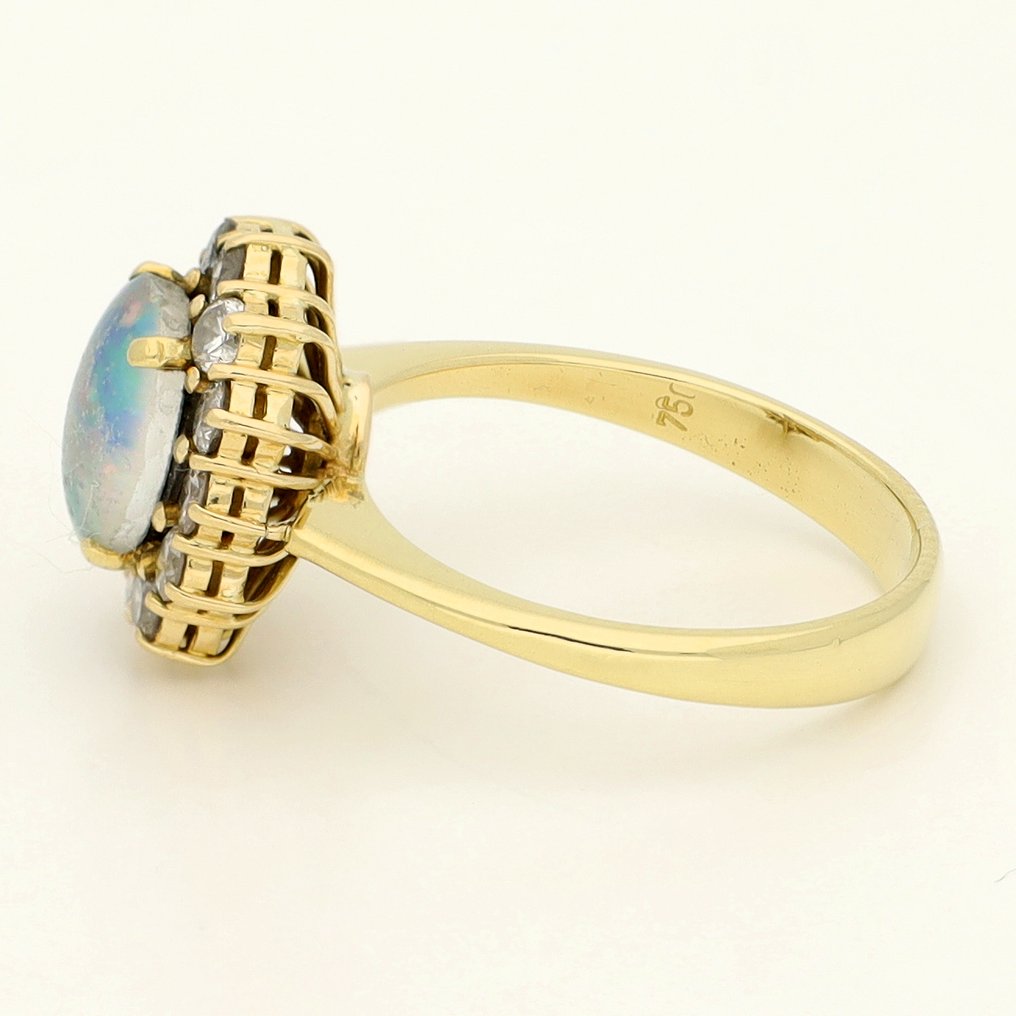 Ring - 18 kraat Gulguld - Diamant - Opaal #2.1