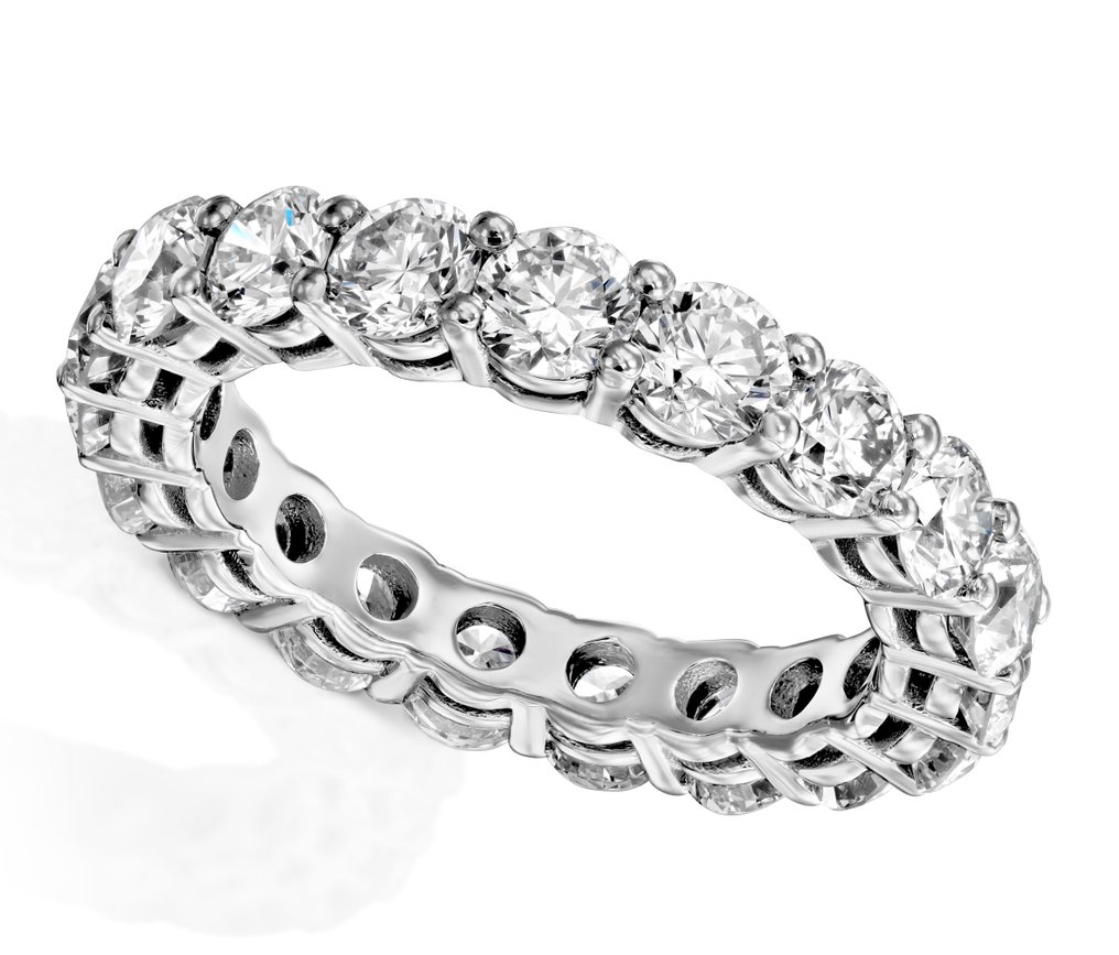 没有保留价 - 永恒戒指 - 14K包金 白金 -  3.31ct. tw. 钻石 (实验室培育) - D-E VVS-VS IGI #2.1