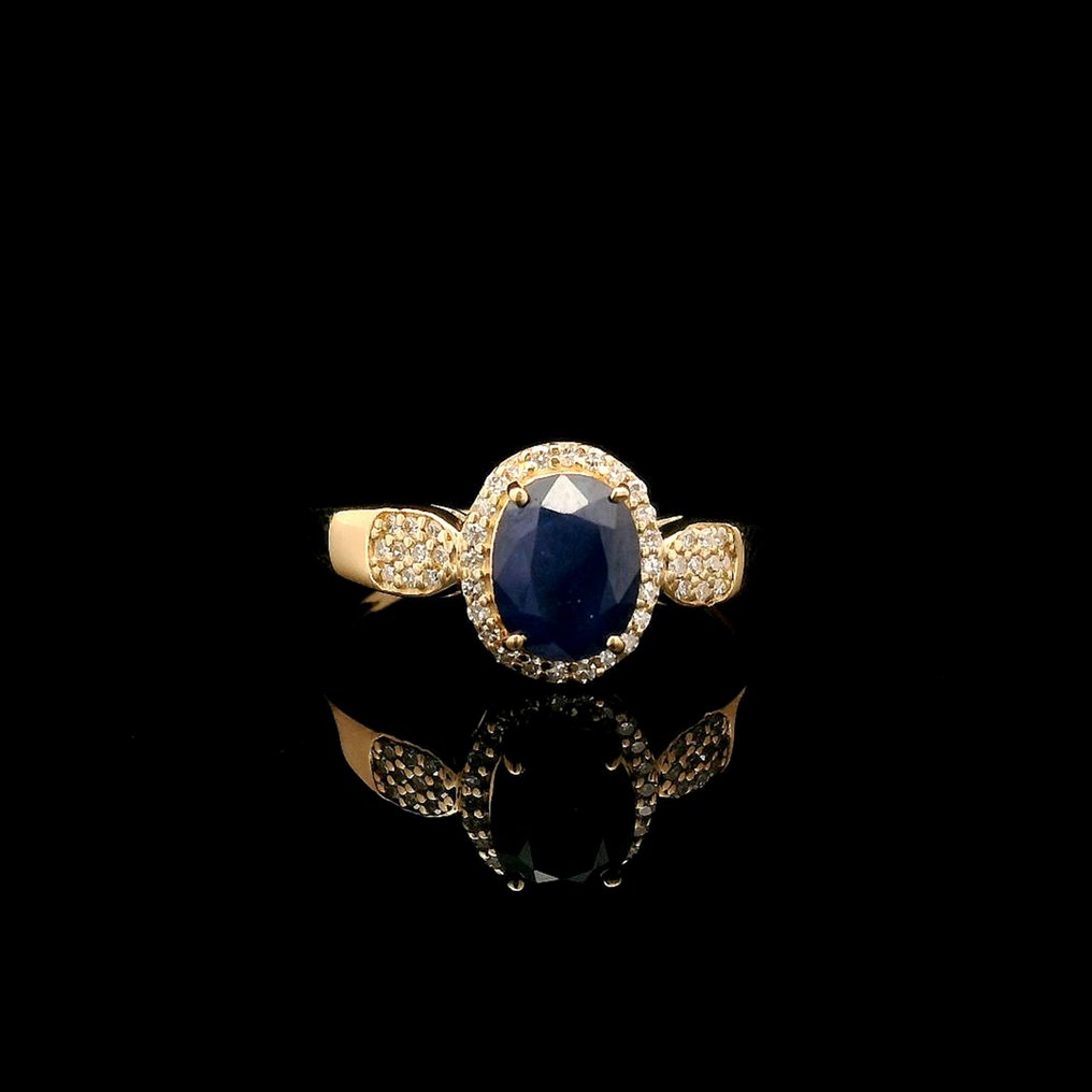 Ingen reservasjonspris - Ring - 14 karat Gull - 1.84ct. tw. Safir - Diamant #4.3