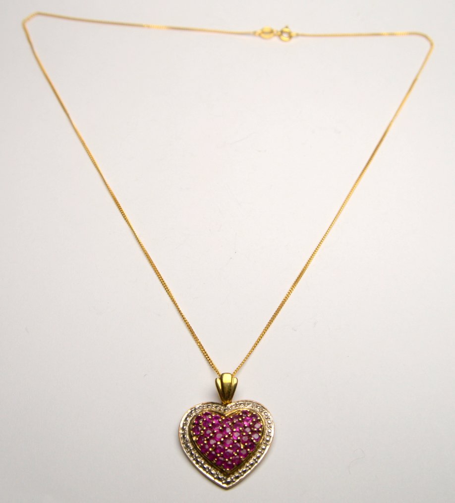 没有保留价 - 项链 925 银 红宝石 - 1.00 ct - Heart #4.3