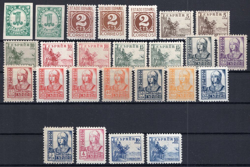 西班牙 1937/1940 - 完整版本免邮票 - Edifil 814/831 #1.0