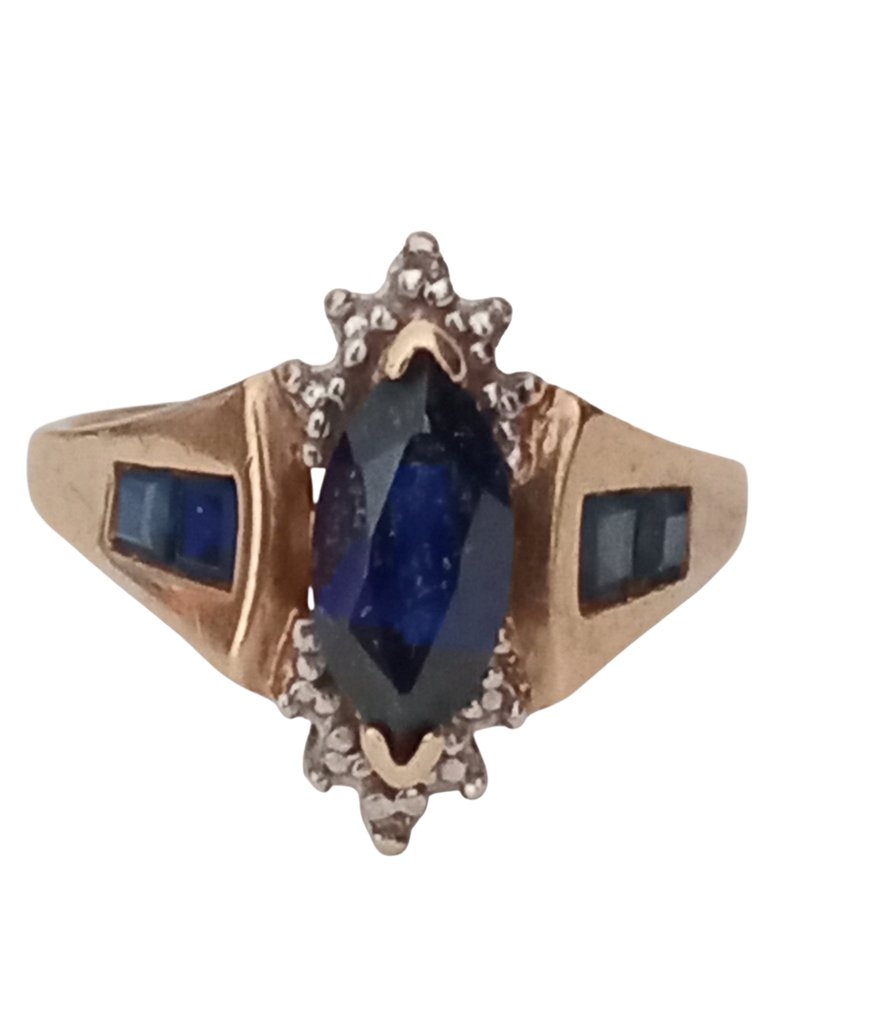 沒有保留價 - 戒指 - 14 克拉 黃金 -  1.50ct. tw. 藍寶石 - Art Deco 戒指 #1.0