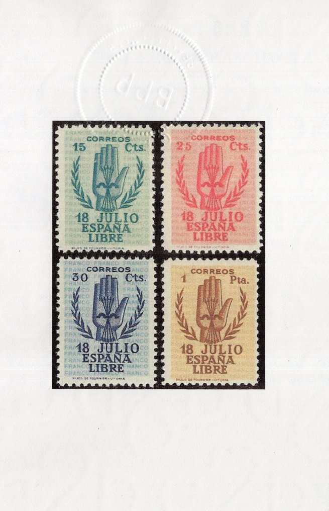 西班牙 1938 - 国家调查周年附证明 - Edifil 851/854 #2.1