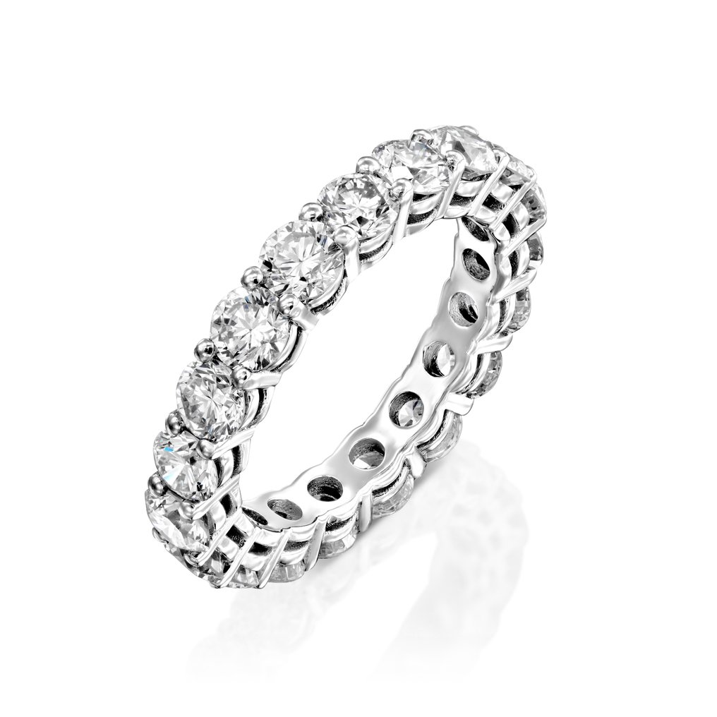 没有保留价 - 永恒戒指 - 14K包金 白金 -  3.31ct. tw. 钻石 (实验室培育) - D-E VVS-VS IGI #4.3