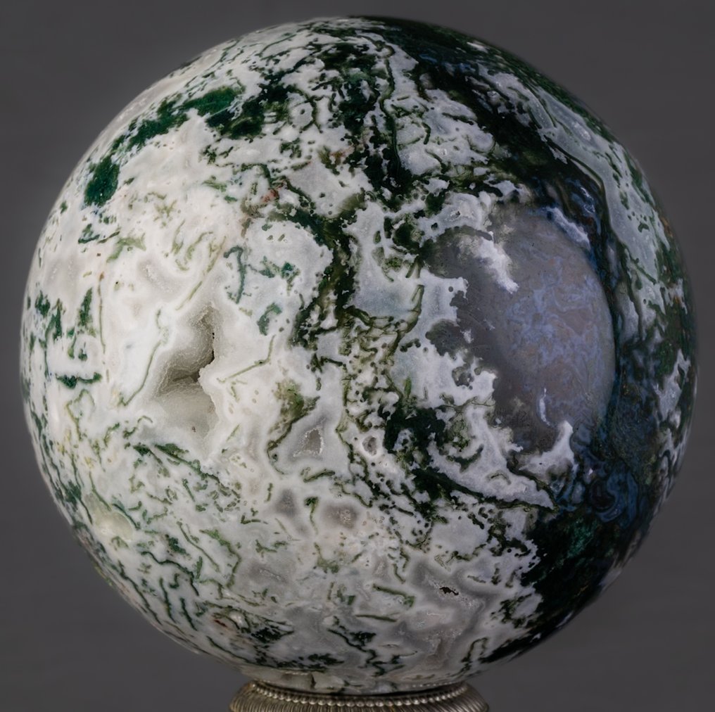 Μος Αγάτη Μεγάλη, ποιοτική, λεία και γυαλισμένη σφαίρα από άγκαθο με βρύα. - Ύψος: 15.1 cm - Πλάτος: 15.1 cm- 4547 g #4.3