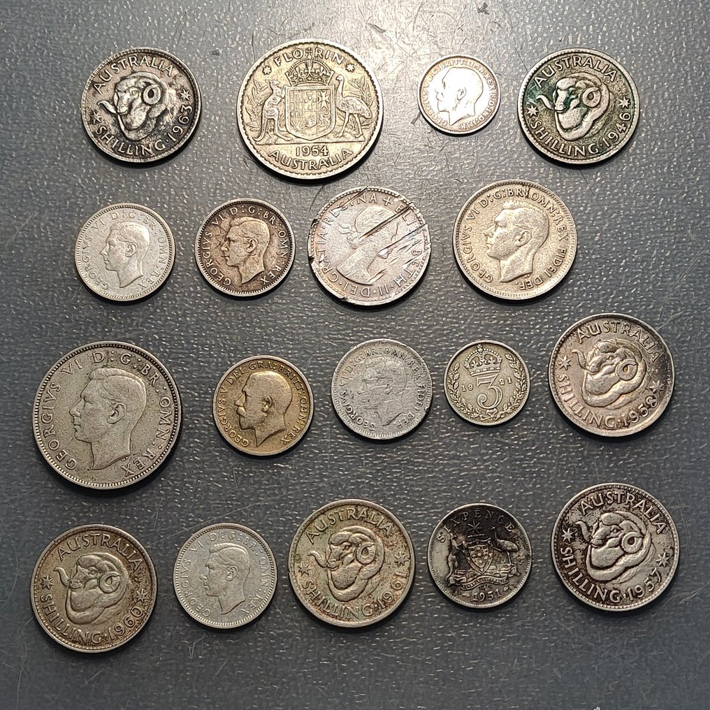 澳大利亞, 英國. 喬治六世. Lote de 18 monedas  (沒有保留價) #1.0