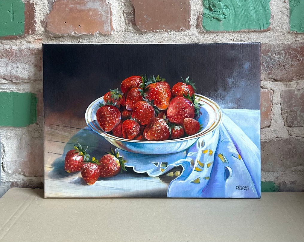 Alexander Nakonechny (1971) - Interior painting with strawberries in plate #1.0