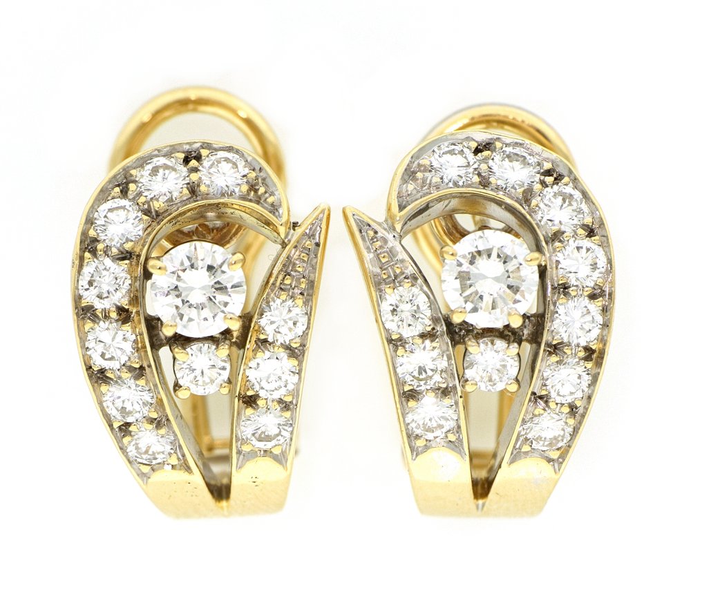 χωρίς τιμή ασφαλείας - Σκουλαρίκια - 18 καράτια Κίτρινο χρυσό -  0.90ct. tw. Διαμάντι (Φυσικό)  - Διαμάντι #1.0