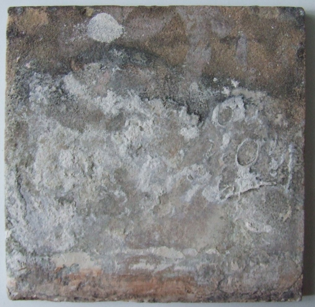  Πλακάκι - Πολύχρωμο πλακίδιο με σχέδιο τριαντάφυλλου και καρδιάς. - 1600-1650  #4.3