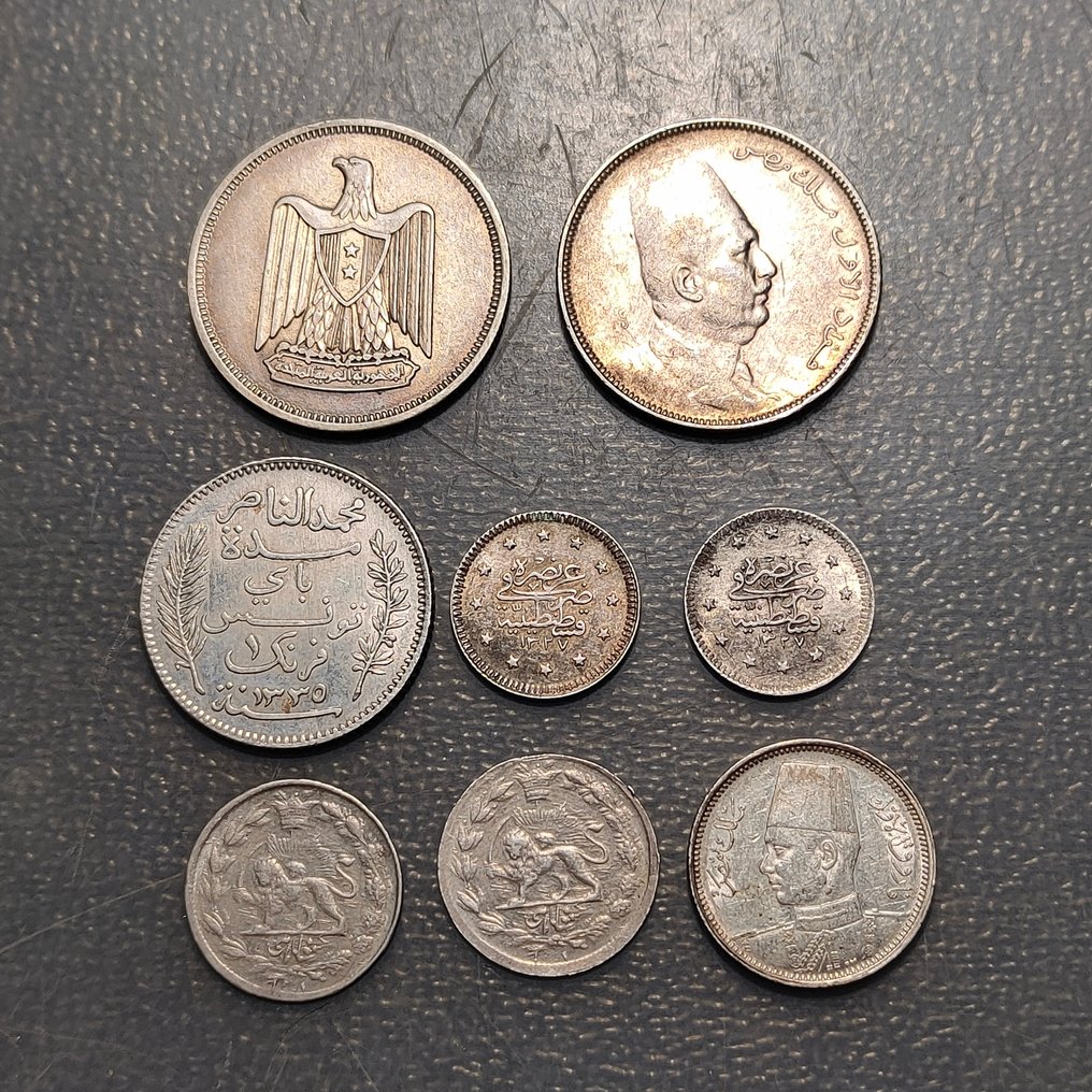 Αίγυπτος, Τυνησία, Ottoman Empire, Κατζάρ. Lot of 8 silver coins  (χωρίς τιμή ασφαλείας) #1.0