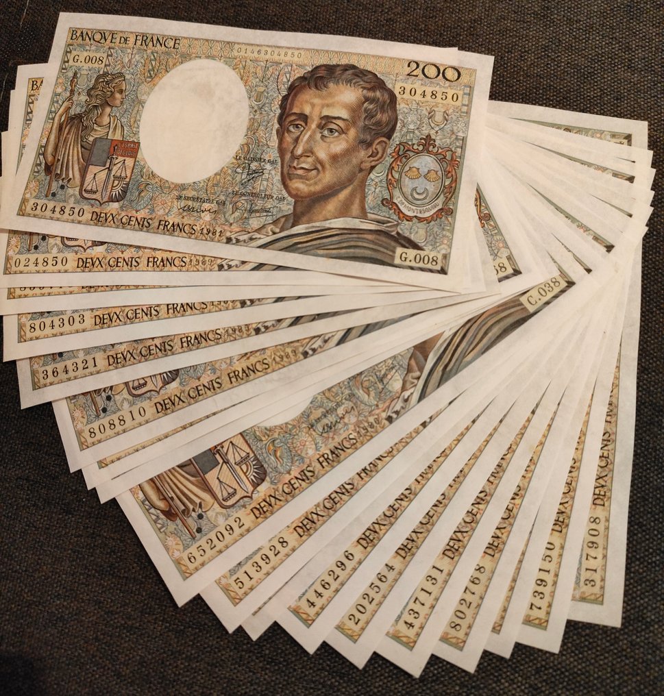 Frankrike. - 18 x 200 Francs - Various Dates - Pick 155  (Ingen reservasjonspris) #2.1