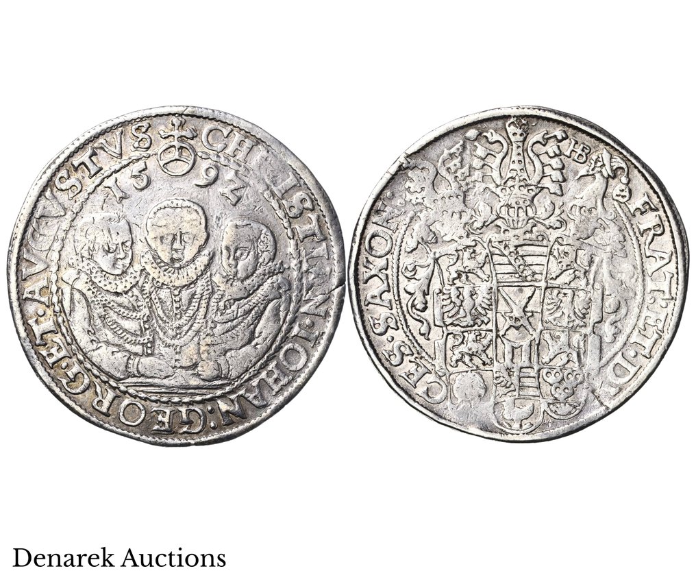 Itävalta. Christian II, Johann Georg I, and August (1591-1611). Thaler (taler) 1592 - HB, Dresden #1.0