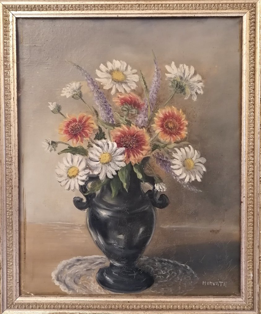 Scuola europea (XX), firmato Horvath - Natura morta con vaso di fiori #3.2