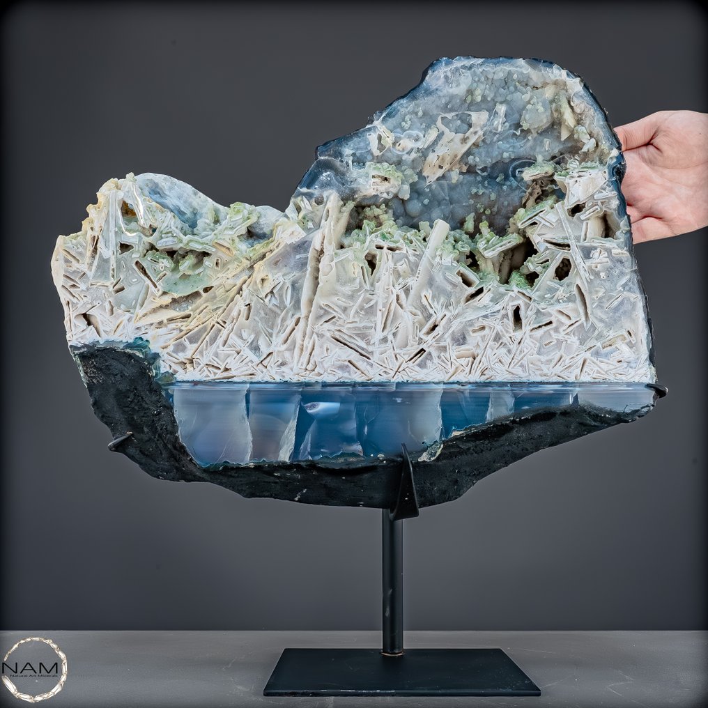 Εξαιρετικά σπάνιο ανθρακίτης–Prasiolith–ροζ Αμέθυστος σε μπλε χαλαζία και κρύσταλλο. Ένα μοναδικό φυσικό έργο τέχνης από τη Βραζιλία (11,8 kg)- 11846.37 g #1.0