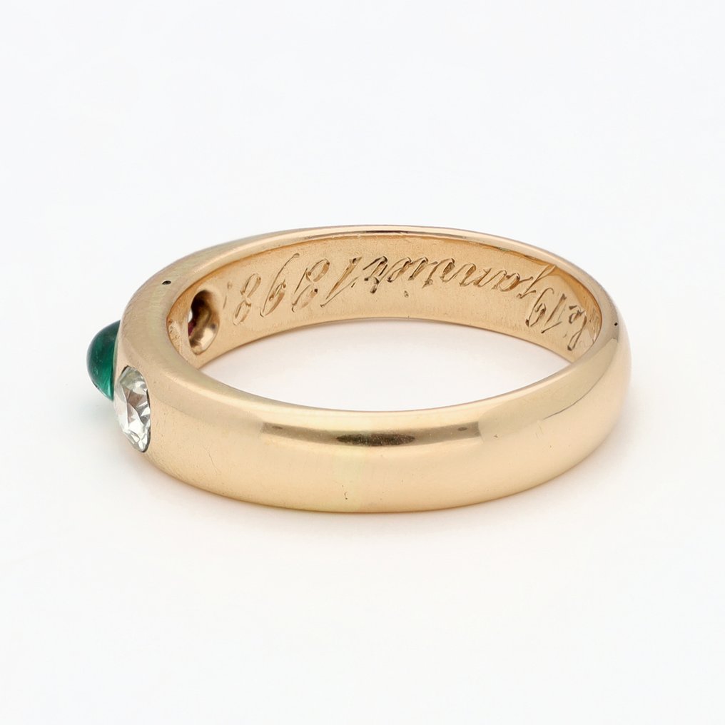 Ring - 18 kt Gelbgold Smaragd - Diamant #2.1