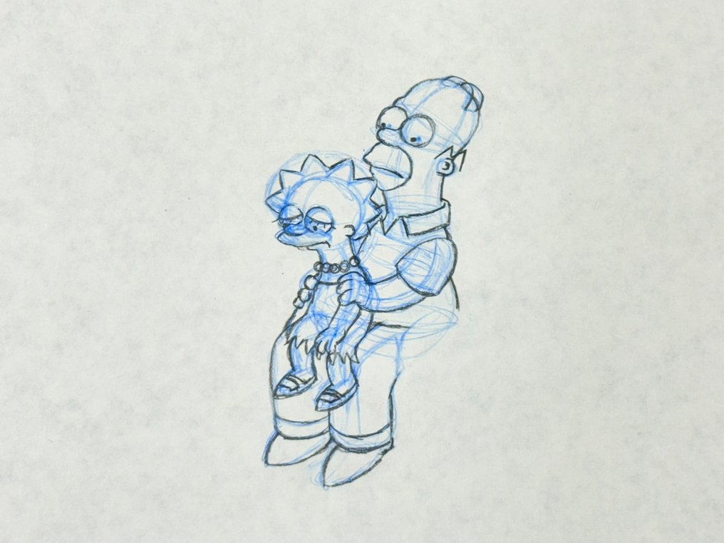 The Simpsons - 1 荷马和丽莎·辛普森的原始动画画作，已获证书 #4.3