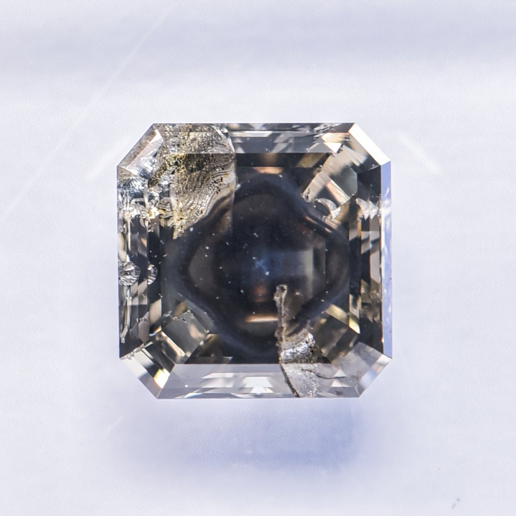 没有保留价 - 1 pcs 钻石 (天然色彩的) - 1.53 ct - 祖母绿 - Fancy dark 稍帶綠色的 灰色 - I2 内含二级 - 国际宝石研究院(IGI) - VG VG #3.2